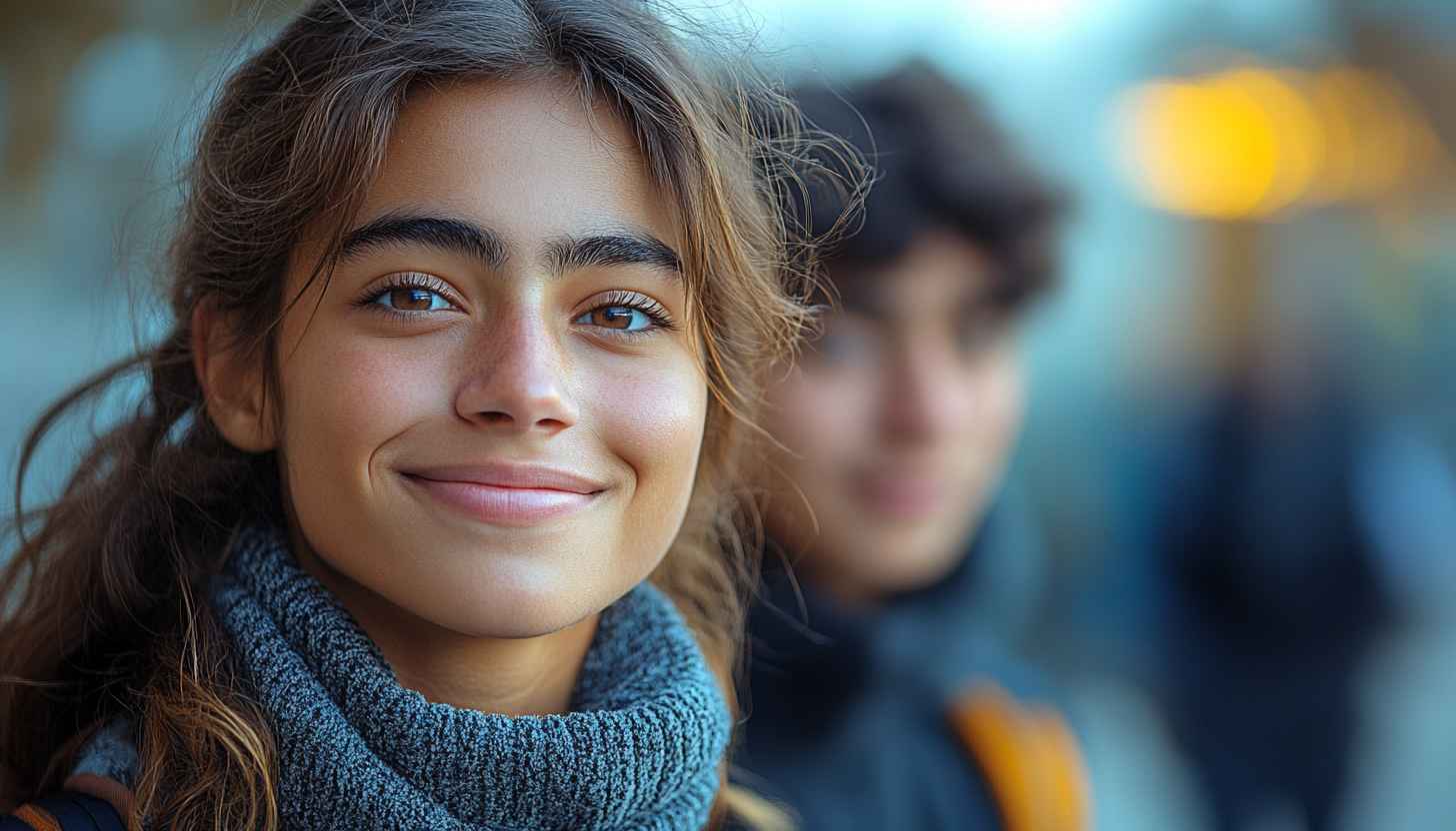 Teen Girl Portrait Wallpaper, Youthful Smile Background, Authentic Female Portrait