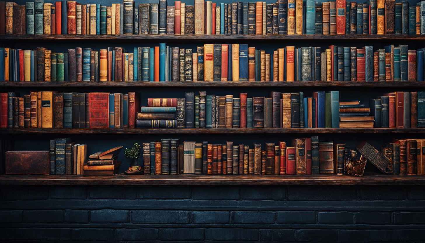 Classic Bookshelf Wallpaper: Vintage Library Mobile Background, Desktop Wallpaper 4K