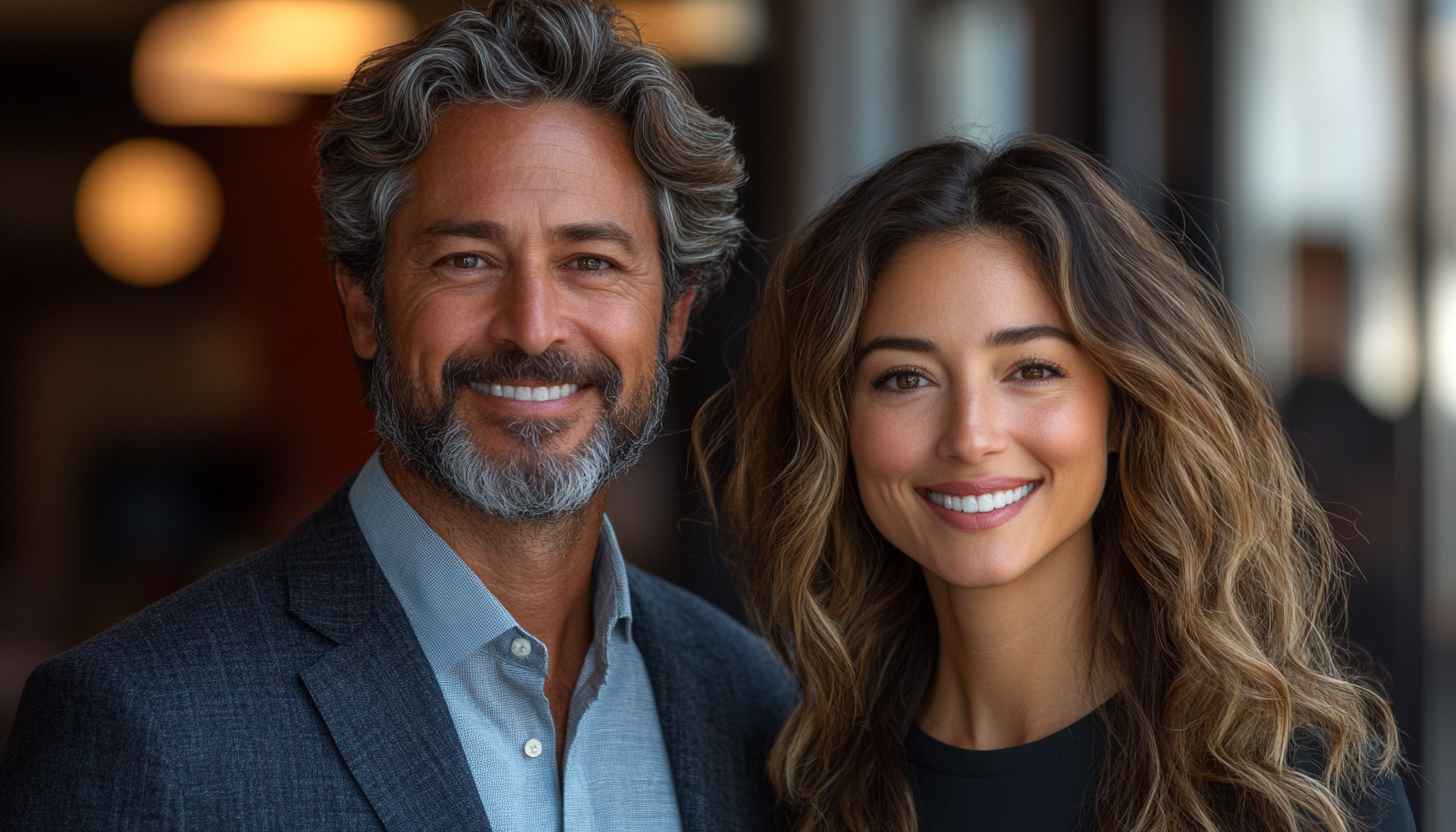 Professional Smiling Couple Portrait Wallpaper, Free Mobile Background, Happy People