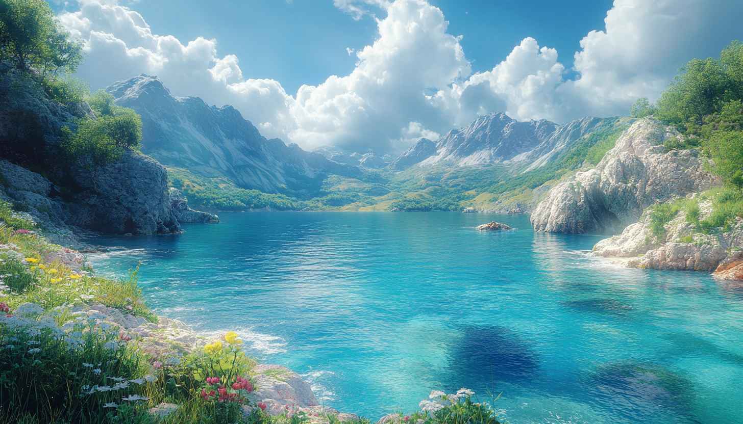 Turquoise Lake Mountain Landscape Mobile Wallpaper HD Desktop Background