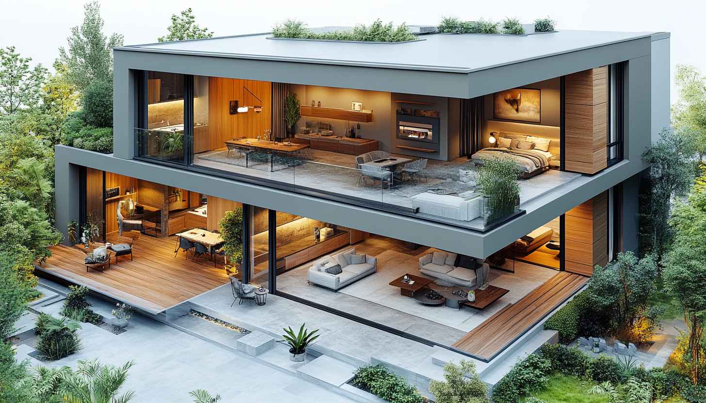 Modern Two-Story House 4K Desktop Background Free Luxury Home