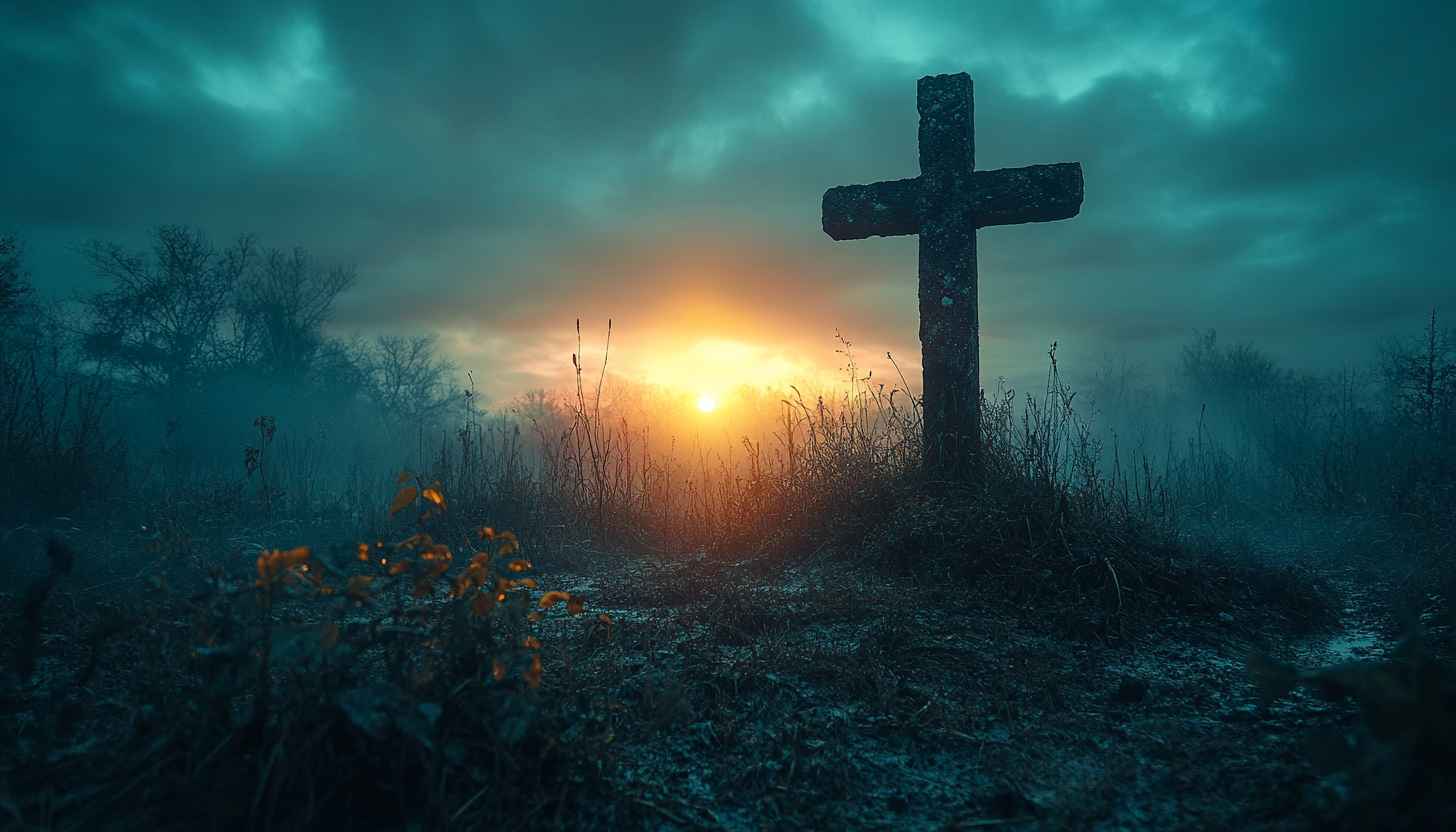 Cross Silhouette at Sunrise 4K Mobile Wallpaper and Desktop Background