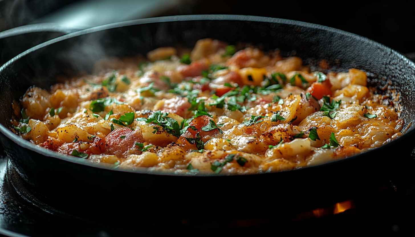 Steaming Breakfast Hash 4K Desktop Background Recipe Inspiration Wallpaper