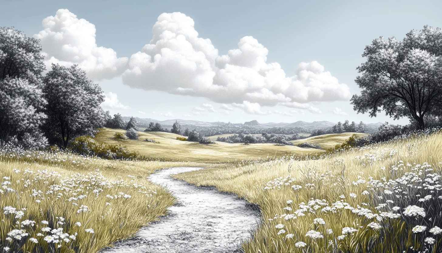 Watercolor Landscape Meadow Scenery 4K Desktop Background Mobile Wallpaper Free