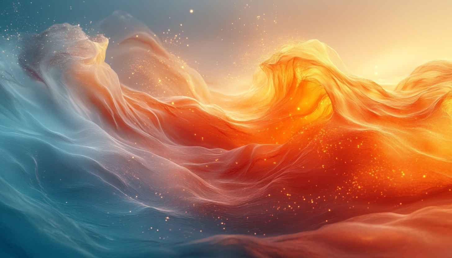 Abstract Waves 4K Desktop Background, Orange Blue Gradient Wallpaper