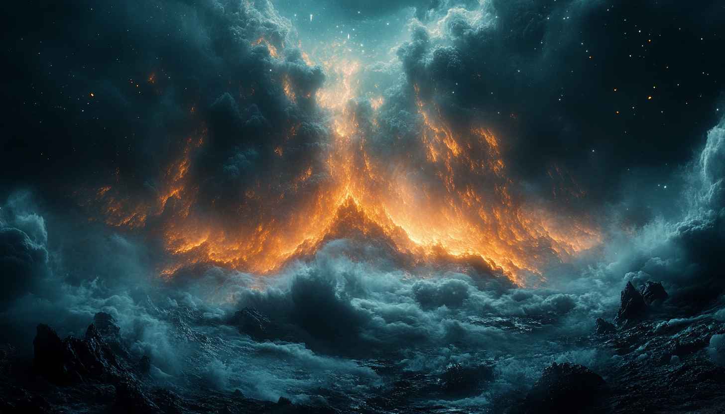 Dramatic Celestial Event Mobile Wallpaper, Fiery Clouds 4K Background