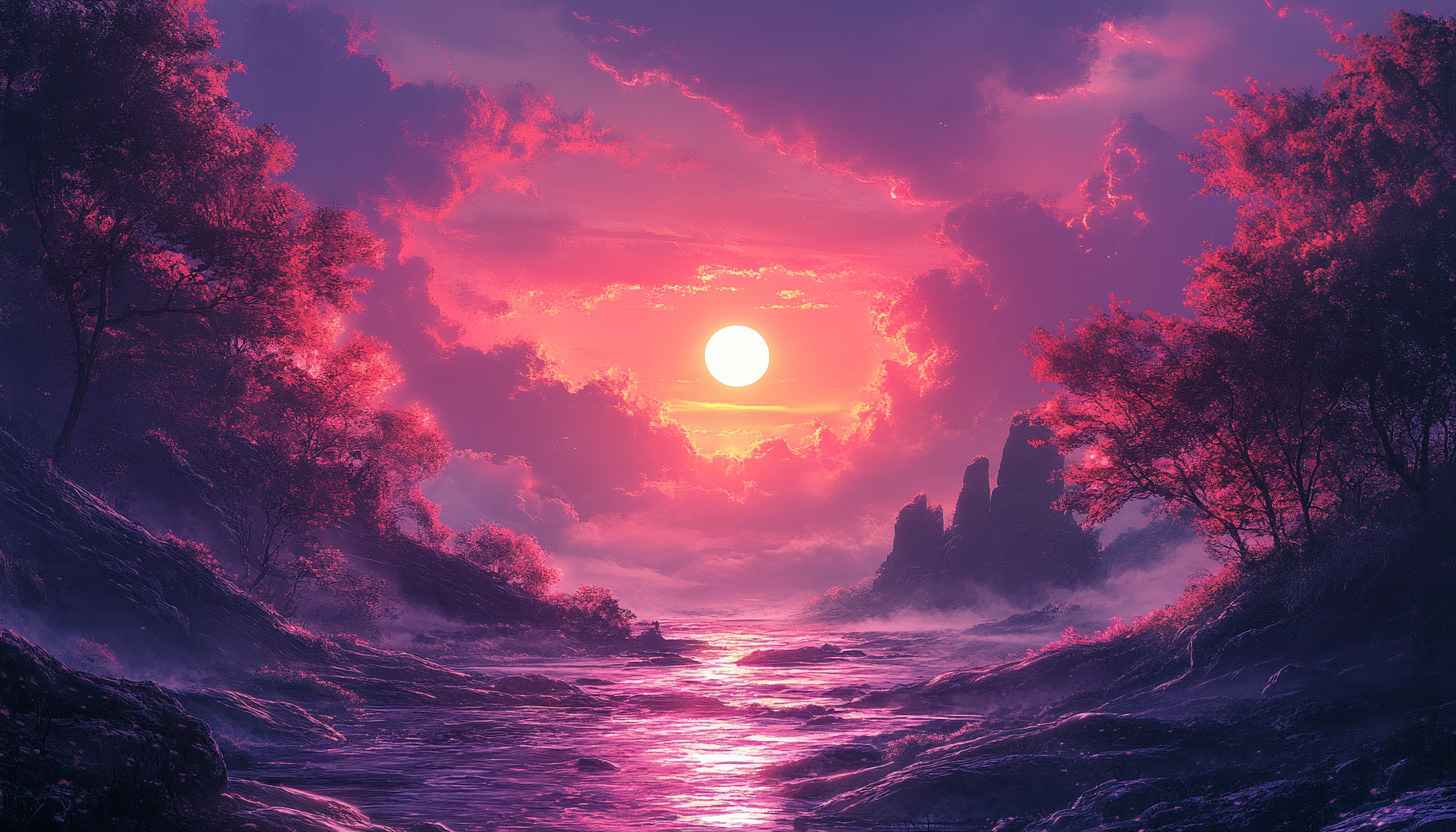 Pink Purple Sunset Scenery Mobile Wallpaper Free Desktop Background