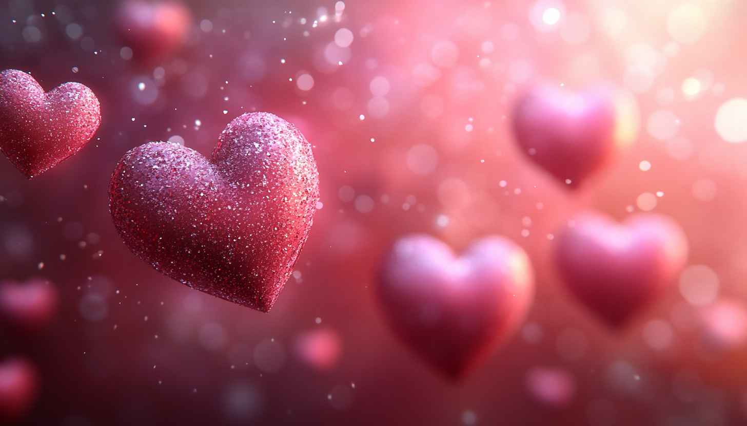 Sparkling Hearts Pink Aesthetic Valentine's Day Mobile Wallpaper Free