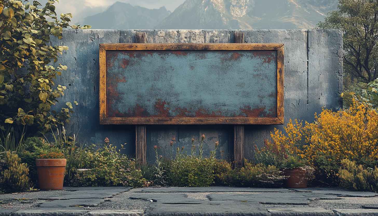 Rustic Wooden Frame Garden View Mobile and Desktop Wallpaper