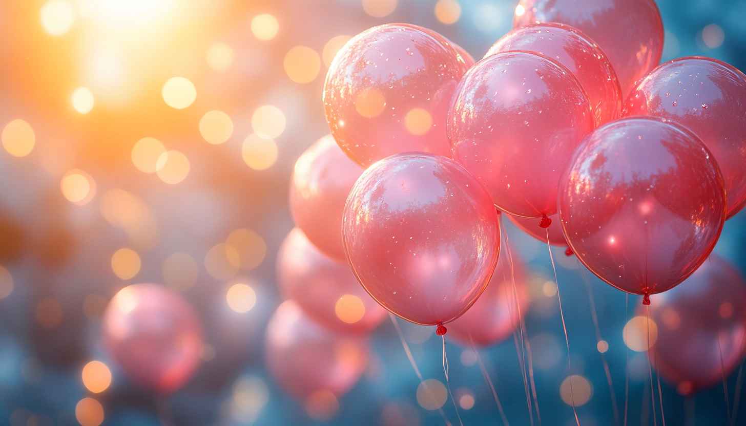 Pink Balloons Party Bokeh Lights Mobile Wallpaper for Free