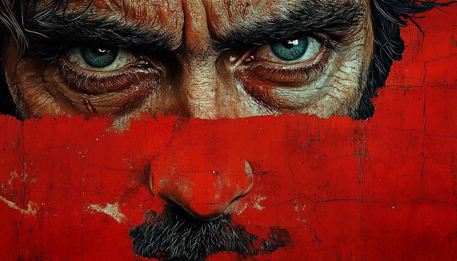 Gritty Red Portrait Mobile Wallpaper, Intense Eyes Artwork Background, Free HD