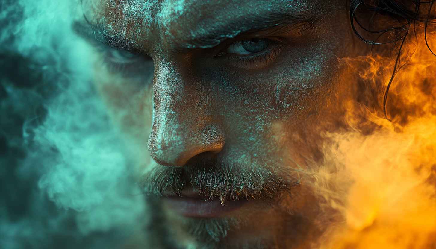 Intense Man Portrait Dual Tone Mobile Wallpaper Artistic Background