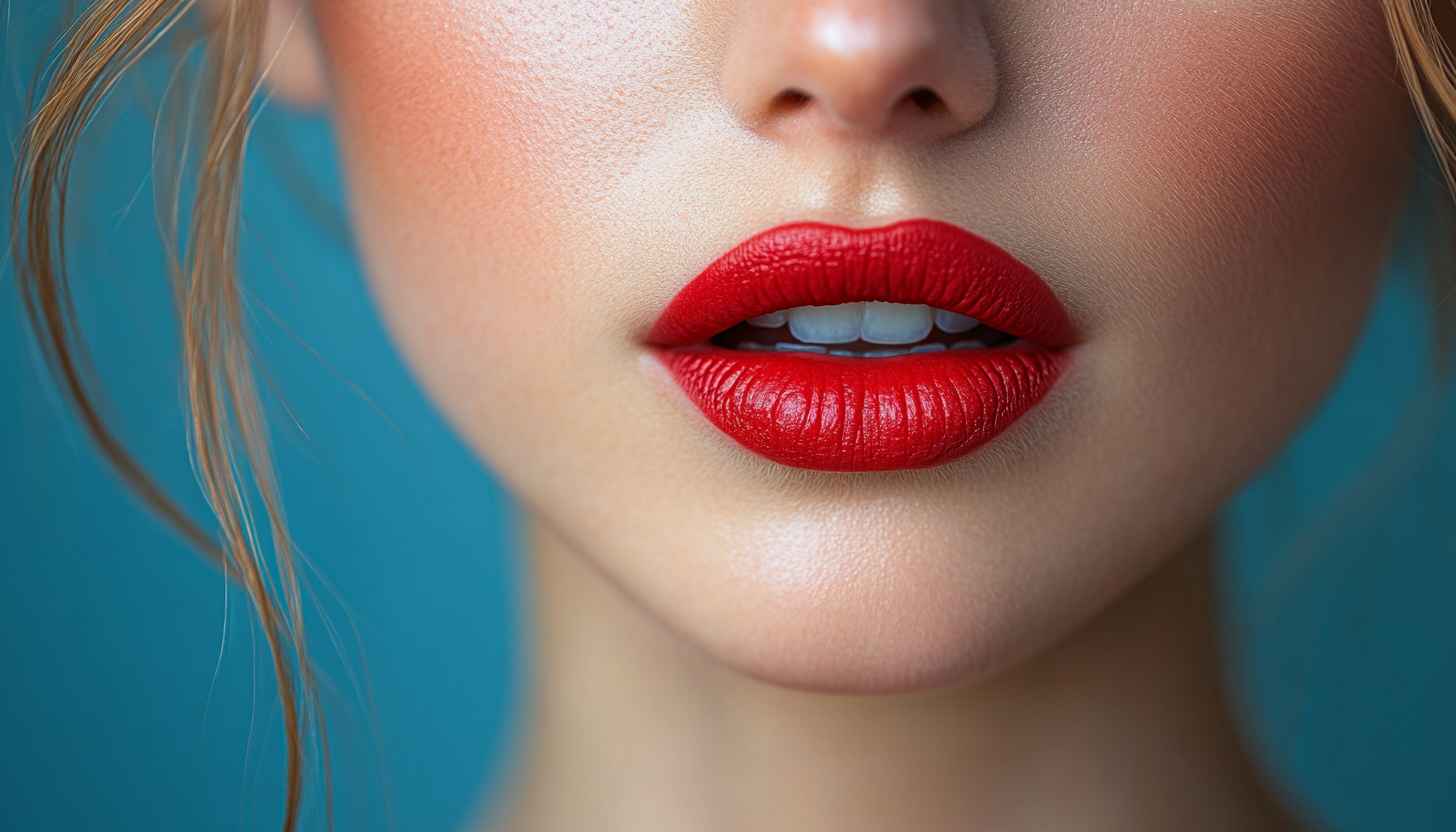 Closeup Red Lipstick Model Portrait Beauty Mobile Wallpaper Background