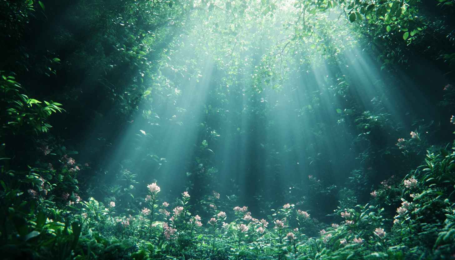 Sun Rays Forest Scene 4K Desktop Background Mobile Wallpaper