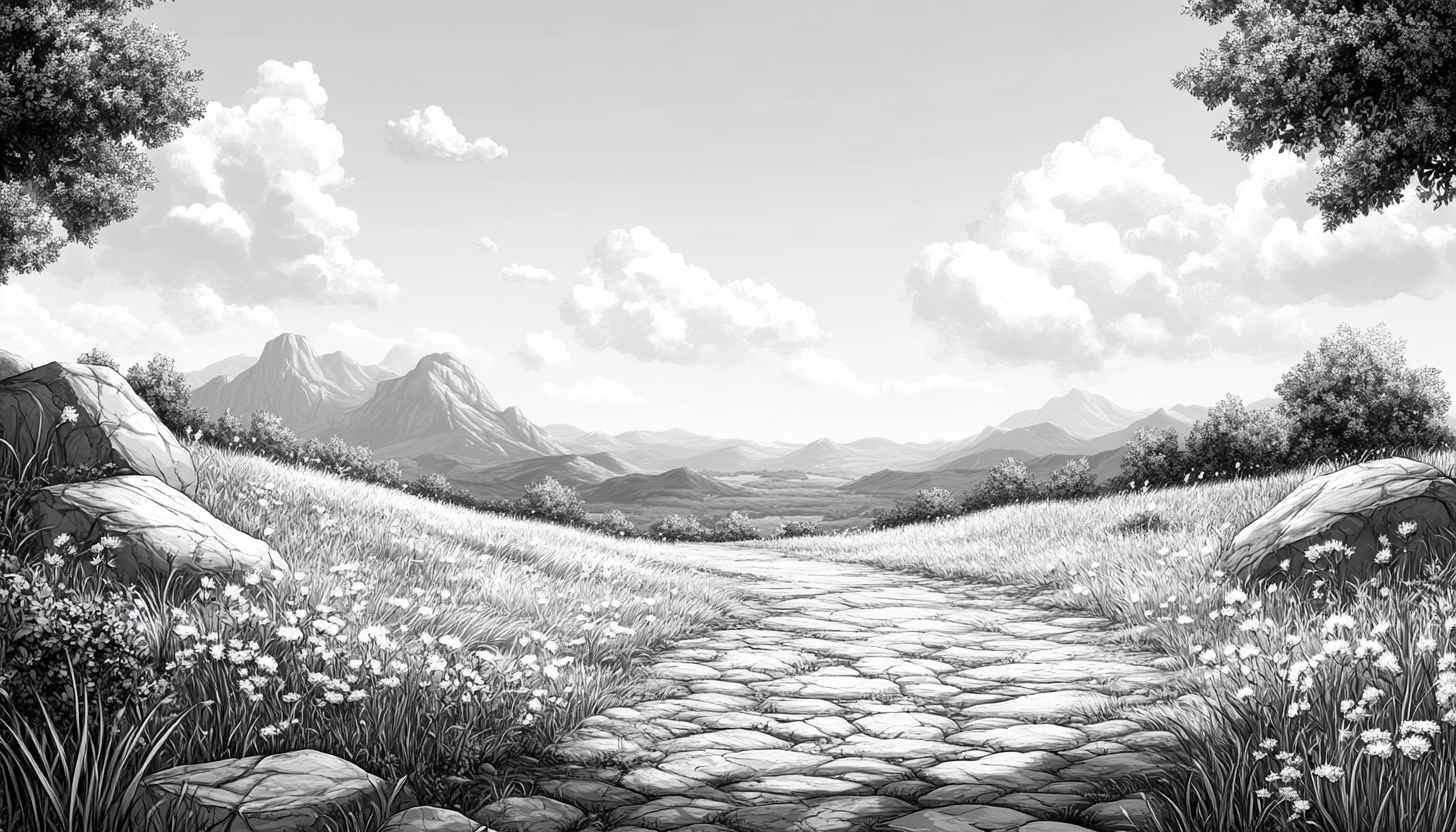 Monochrome Mountain Landscape Art 4K Desktop Wallpaper Background