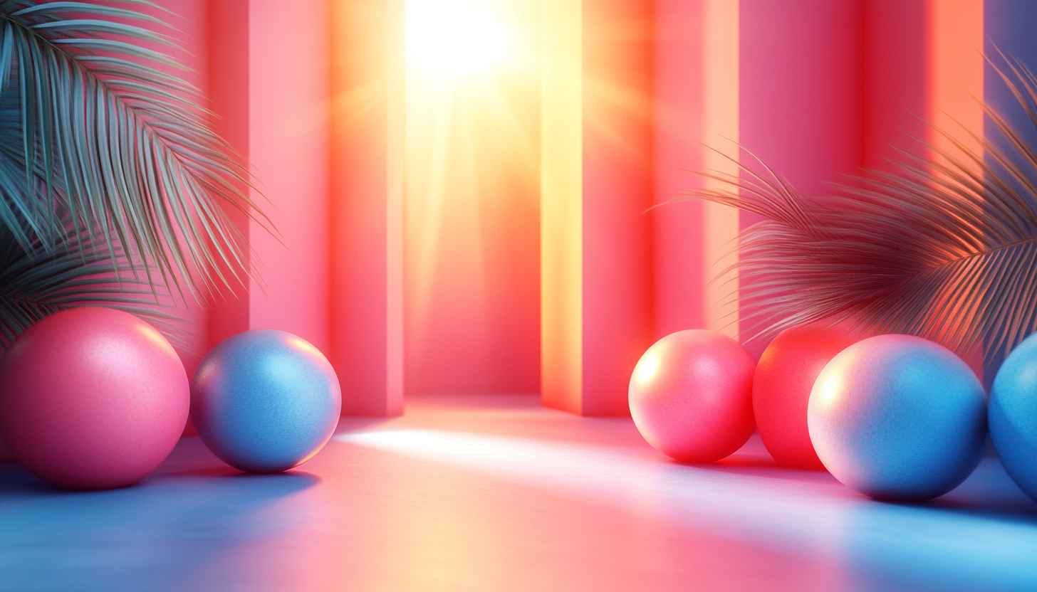 Tropical Aesthetic Abstract Background Pink and Blue 4K Mobile Wallpaper