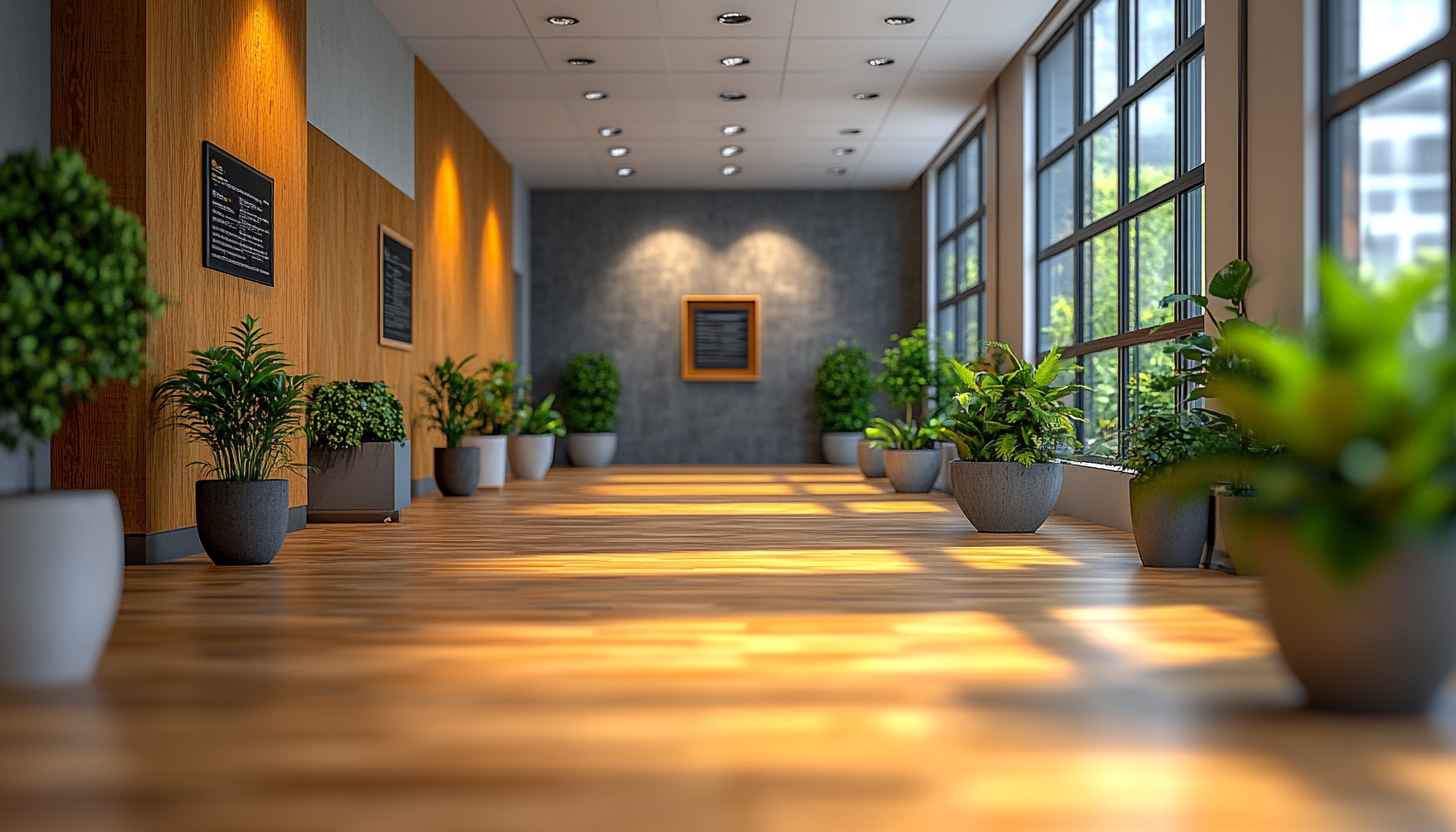 Hallway Plants Interior Design 4K Desktop Background Free Wallpaper