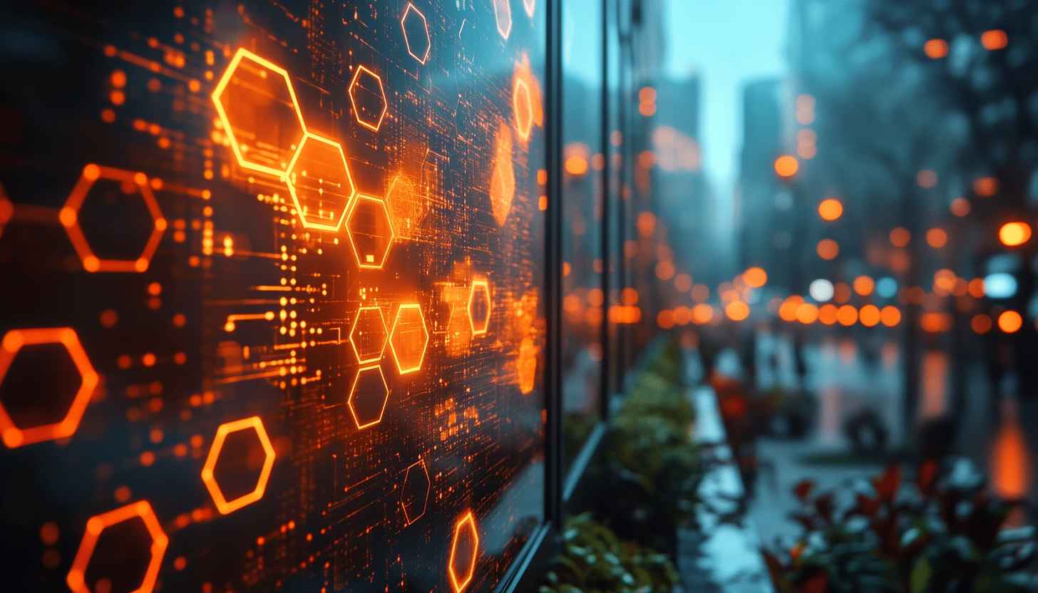 Orange Hexagons Abstract Technology High Resolution Desktop Background Wallpaper