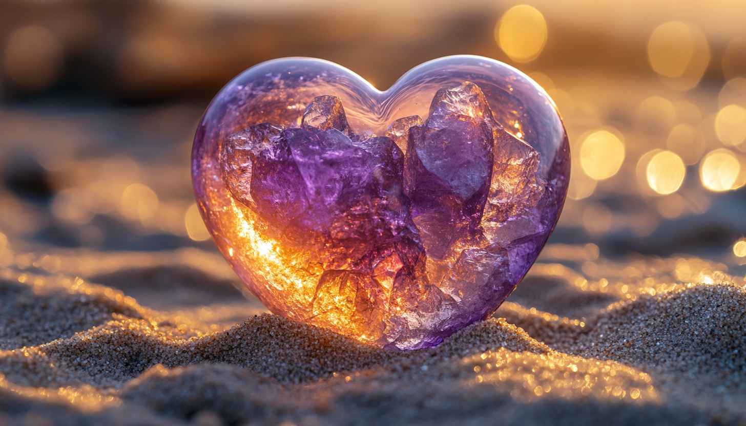 Crystal Heart Beach Sand Desktop Wallpaper Love Valentine's Day