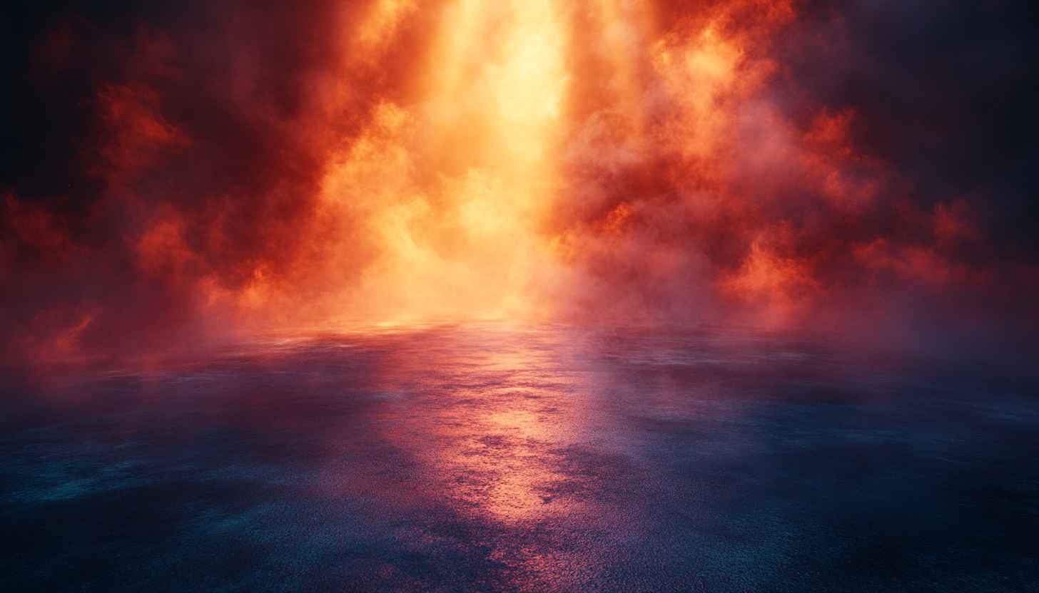 Fiery Orange Fantasy Landscape 4K Desktop Wallpaper Background