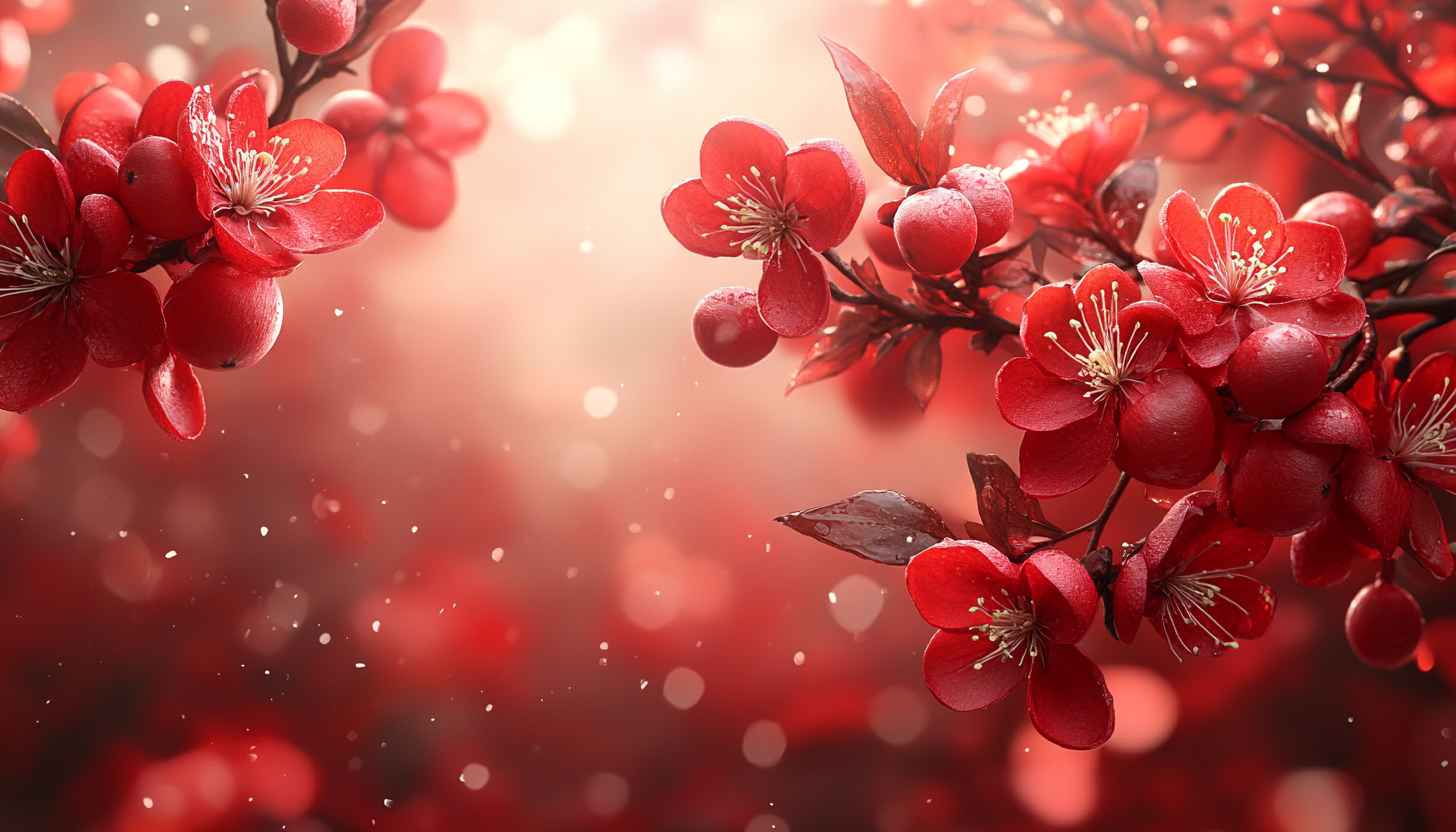 Red Cherry Blossom Mobile Wallpaper - Floral Aesthetic Background