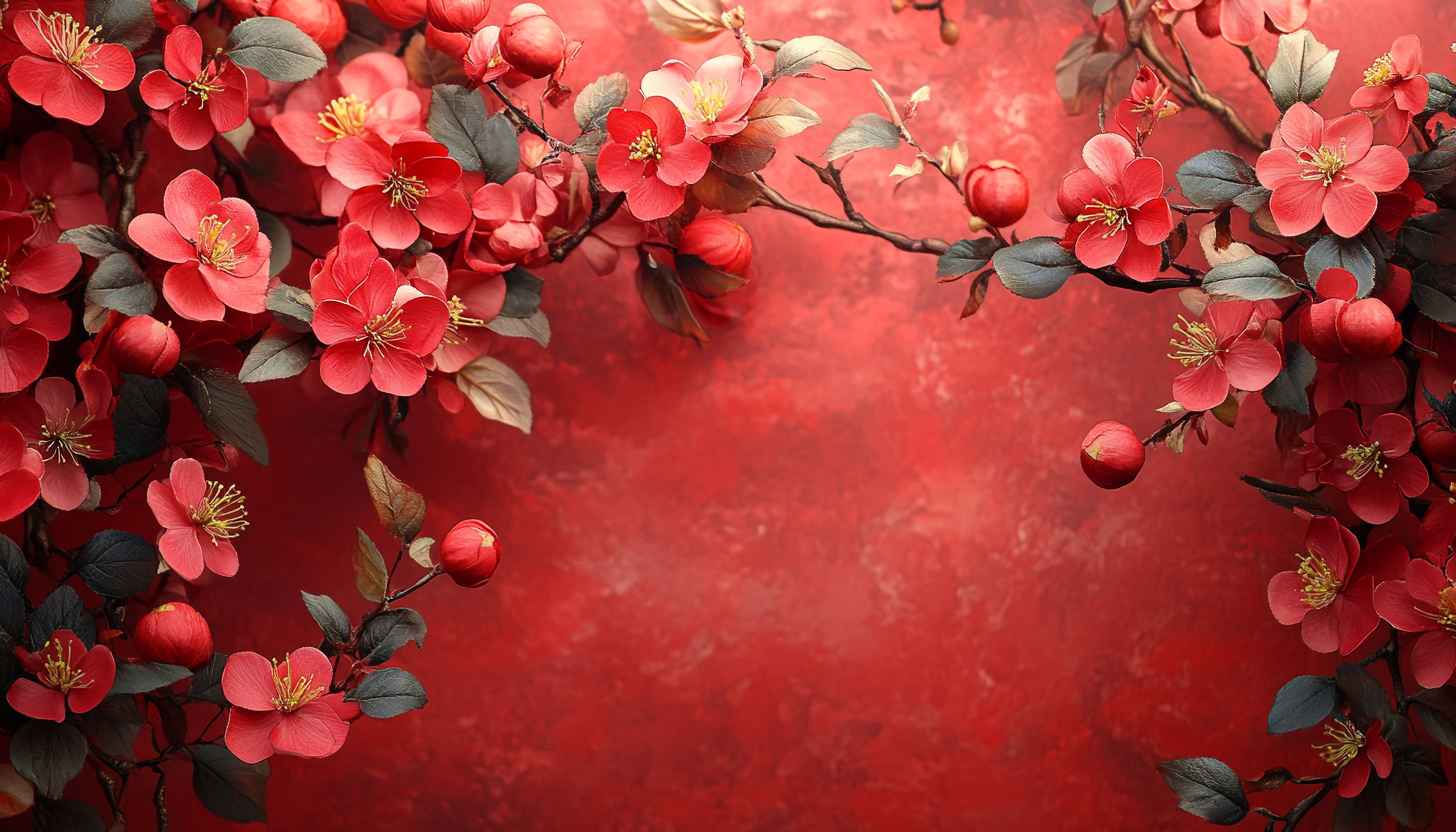 Red Blossom Flower Art Background Mobile Wallpaper