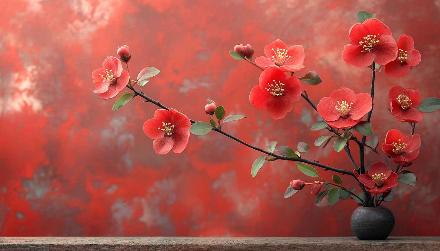 Red Flower Background Wallpaper, Floral Desktop Background, Aesthetic Spring Flowers