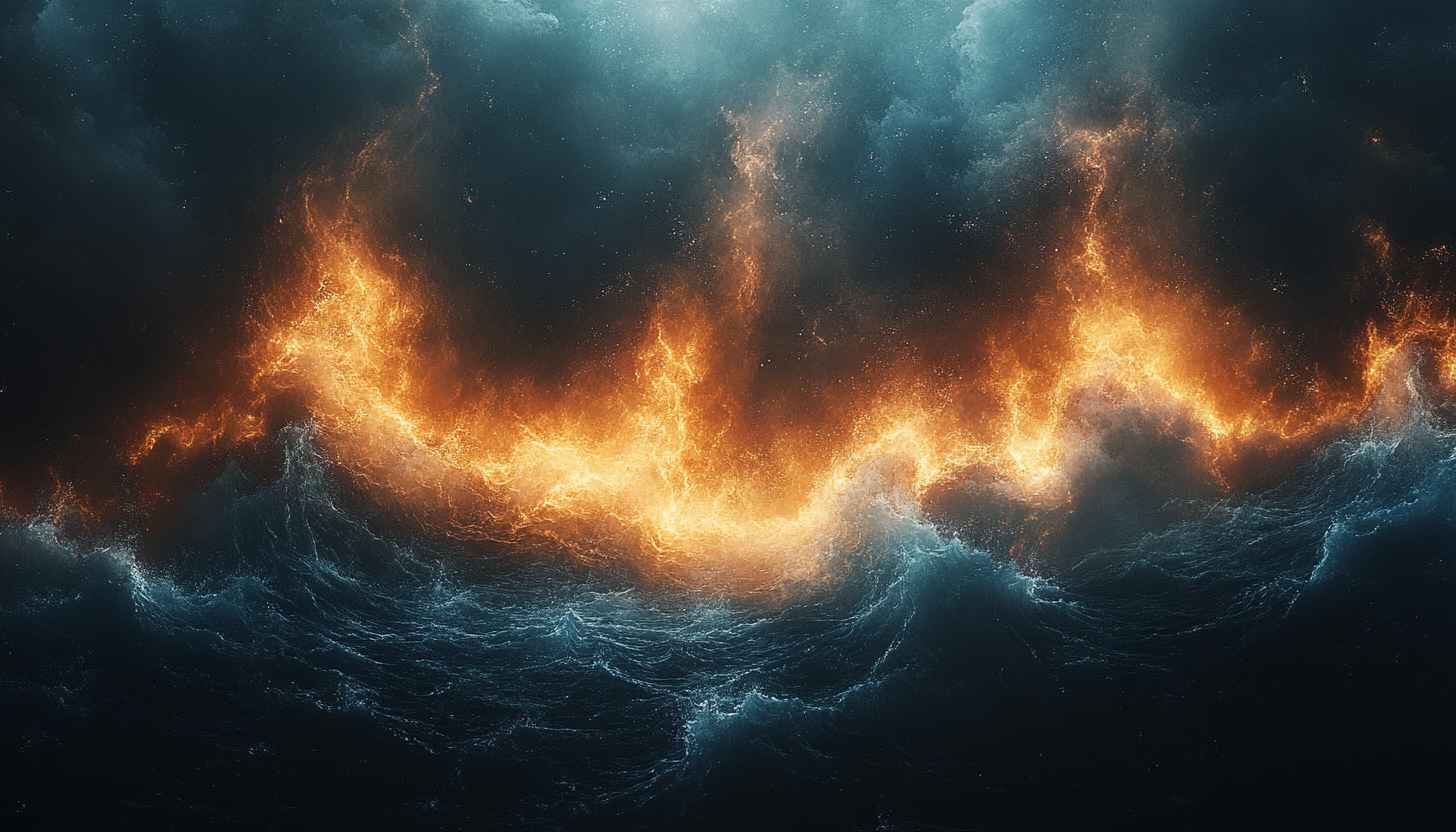 Fiery Ocean Waves 4K Desktop Wallpaper Free Mobile Background