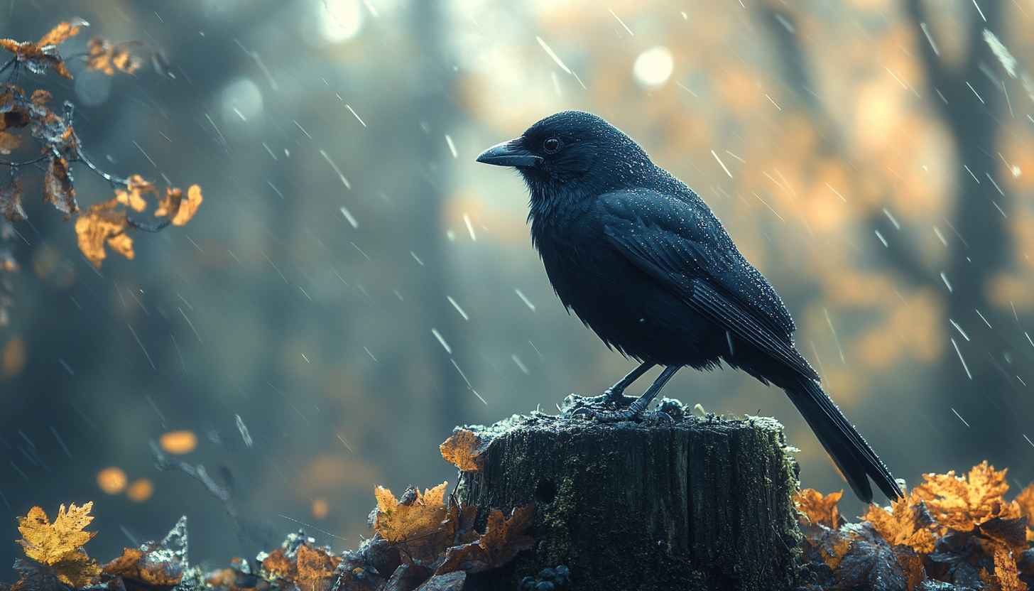 Dark Crow Rain Aesthetic Wallpaper for Desktop and Mobile Background