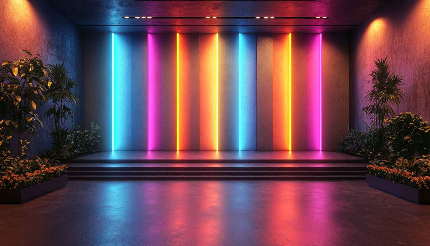 Neon Lights Stage Aesthetic 4K Desktop Mobile Background Wallpaper