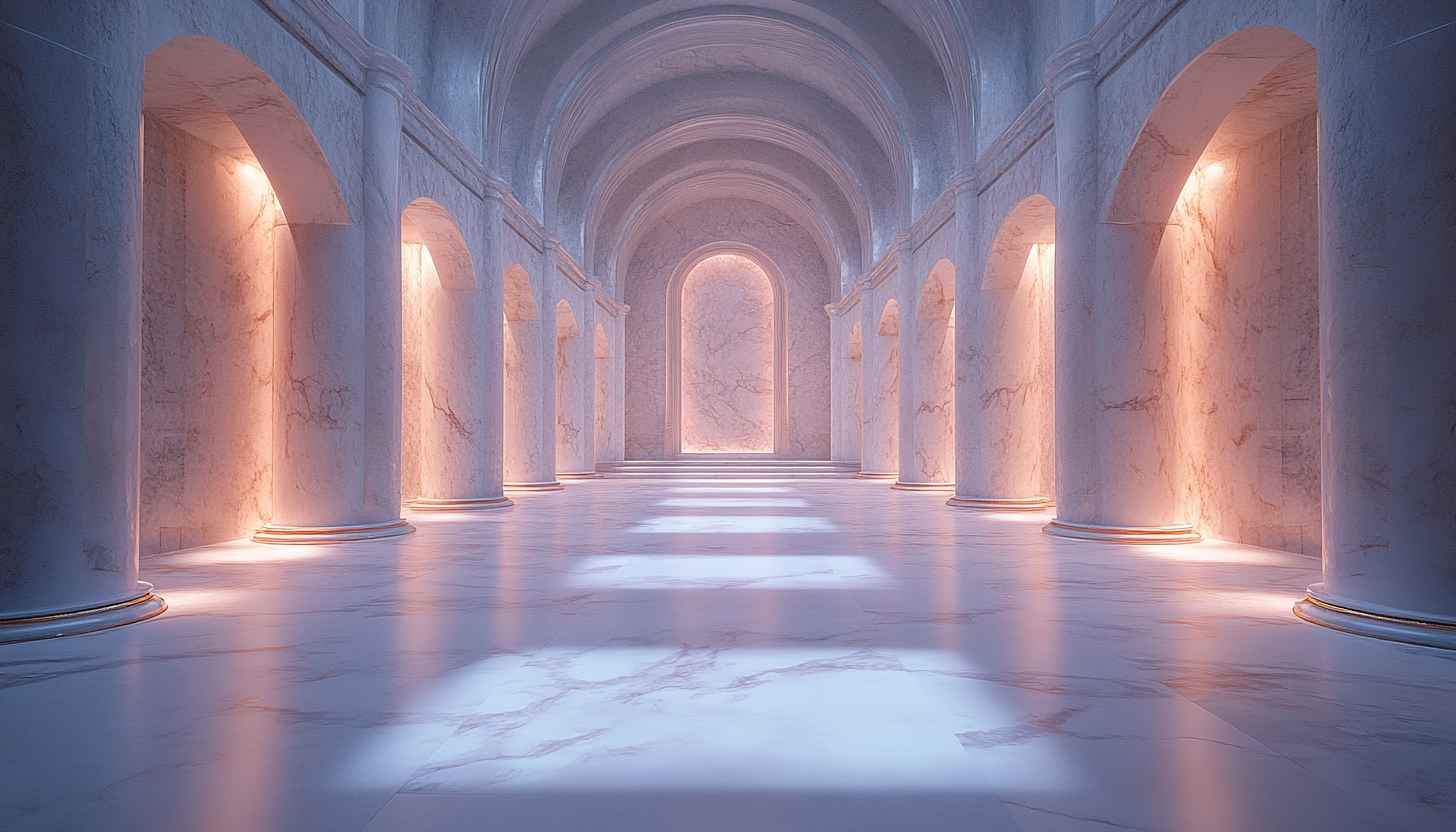 Elegant Marble Columns Hallway 4K Desktop Background Aesthetic Architecture
