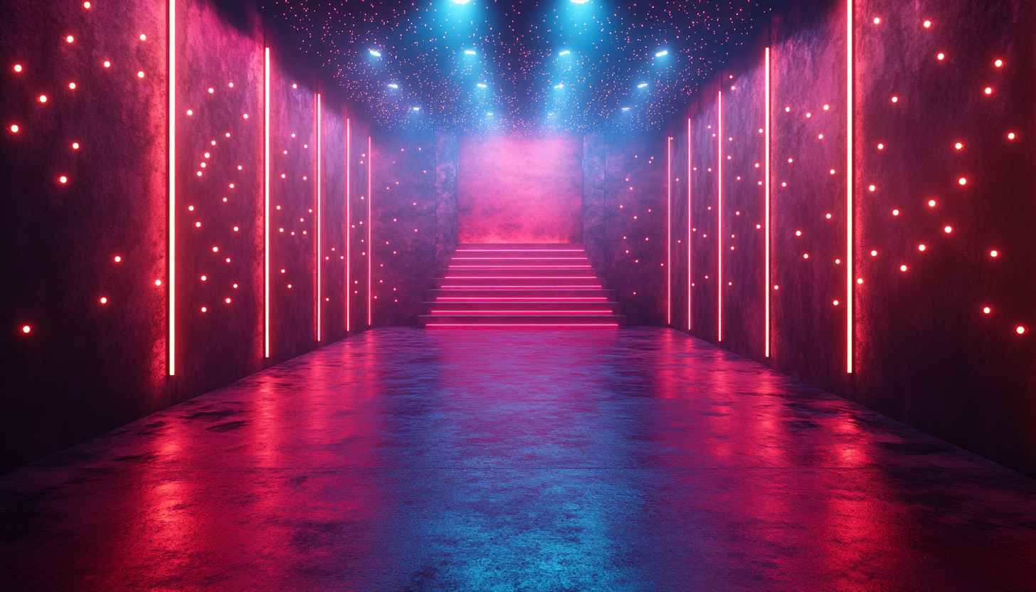Retro Neon Hallway 4K Desktop Background Mobile Wallpaper Free