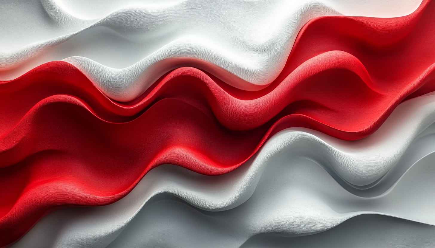 Abstract Red White Wavy 3D Texture Pattern Mobile Wallpaper