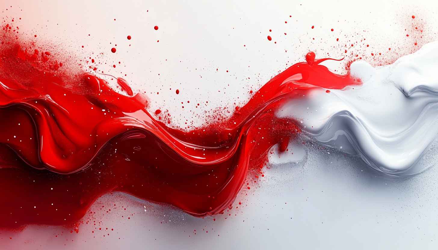 Free Red and White Abstract Paint Splash 4K Desktop Wallpaper