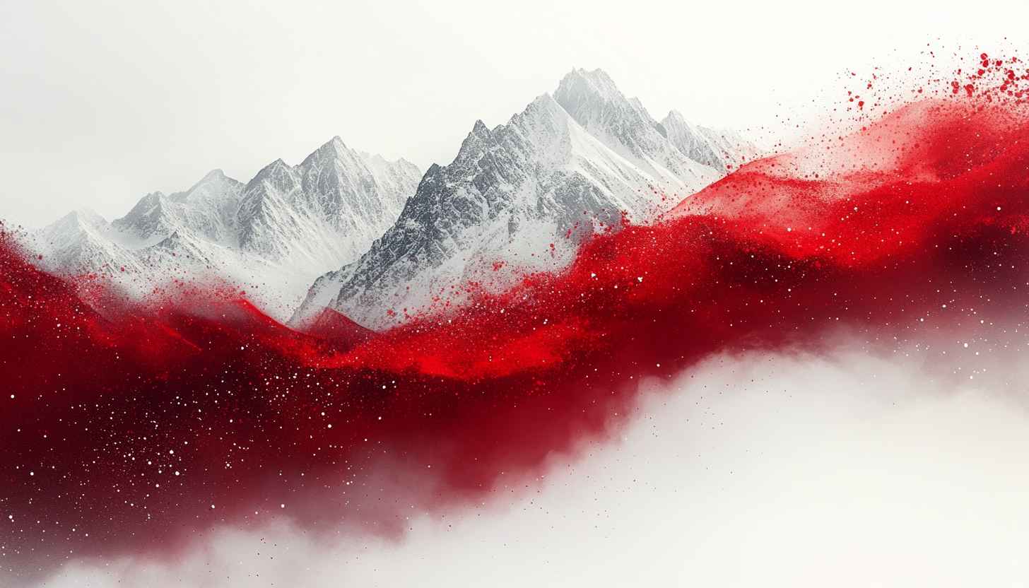 Red Powder Paint Snow Mountains Aesthetic Mobile Phone Wallpaper