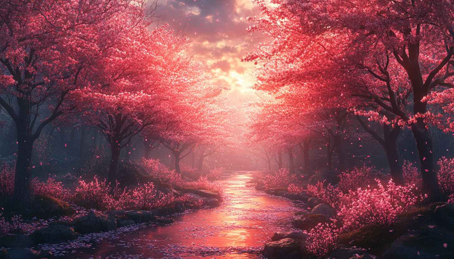 Pink Cherry Blossom Tree Aesthetic 4K Desktop Mobile Wallpaper