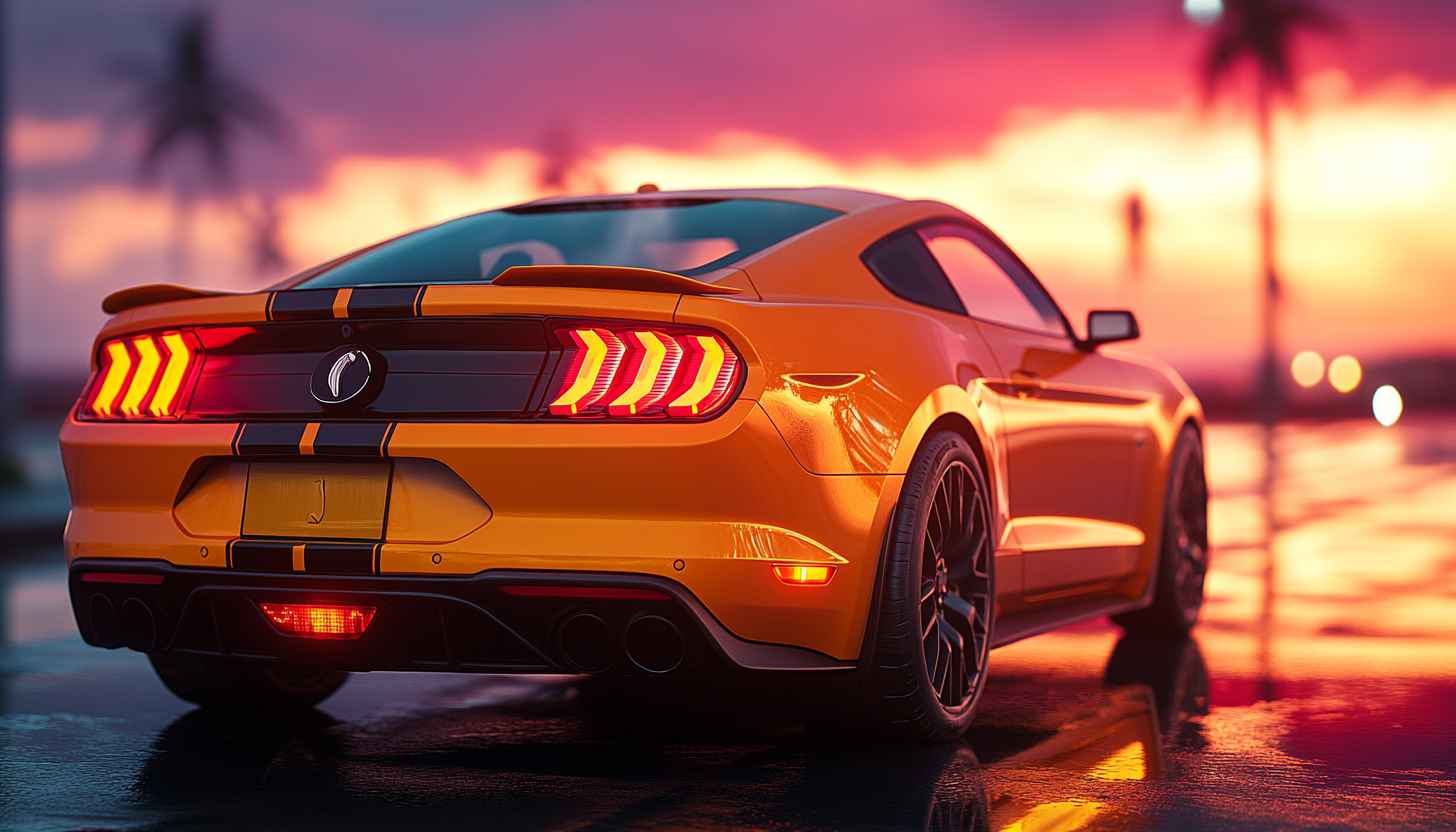 Ford Mustang Sunset Glow 4K Desktop Wallpaper Free Car Background
