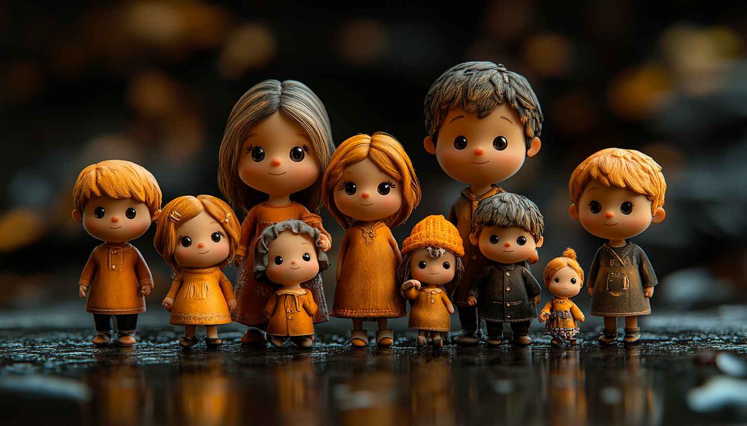 Cartoon Family Portrait 4K Desktop Background Cute Character Wallpaper