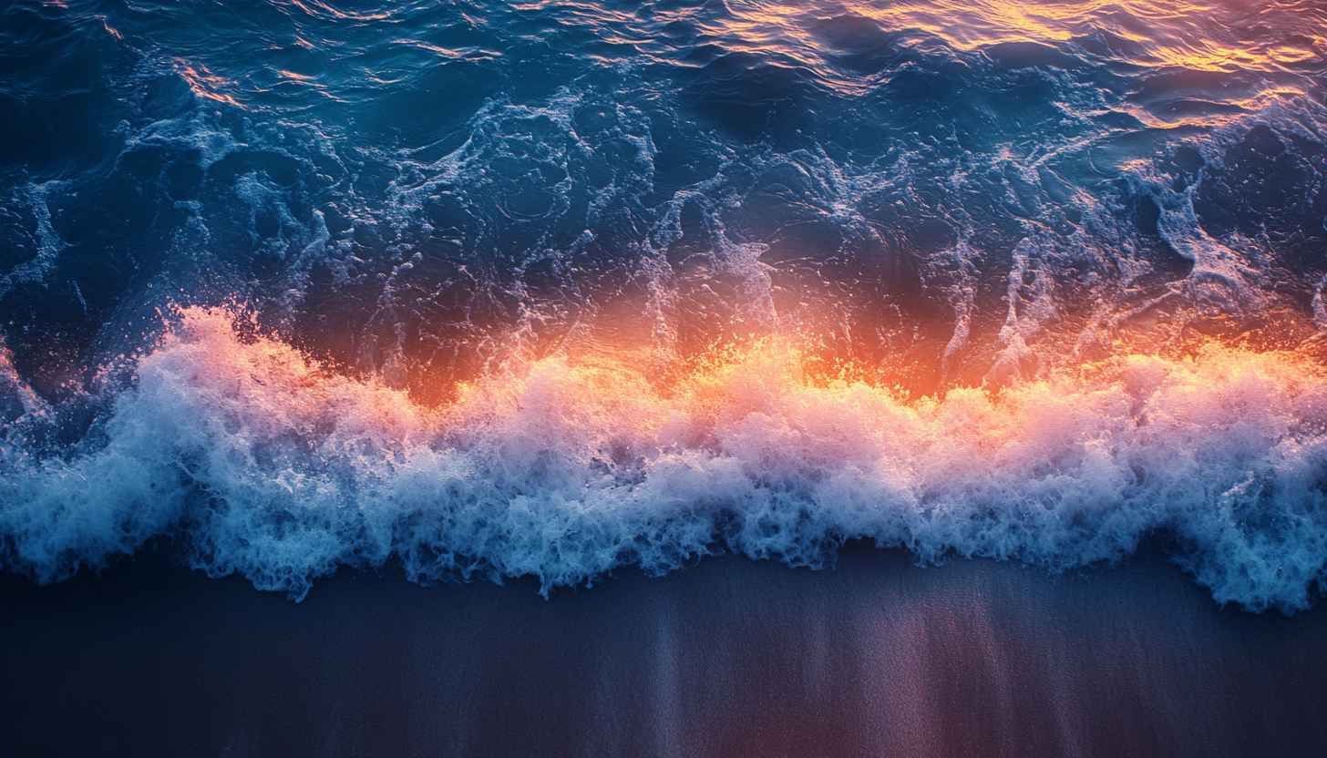 Ocean Wave Sunset Mobile Wallpaper, Free Beach Desktop Backgrounds