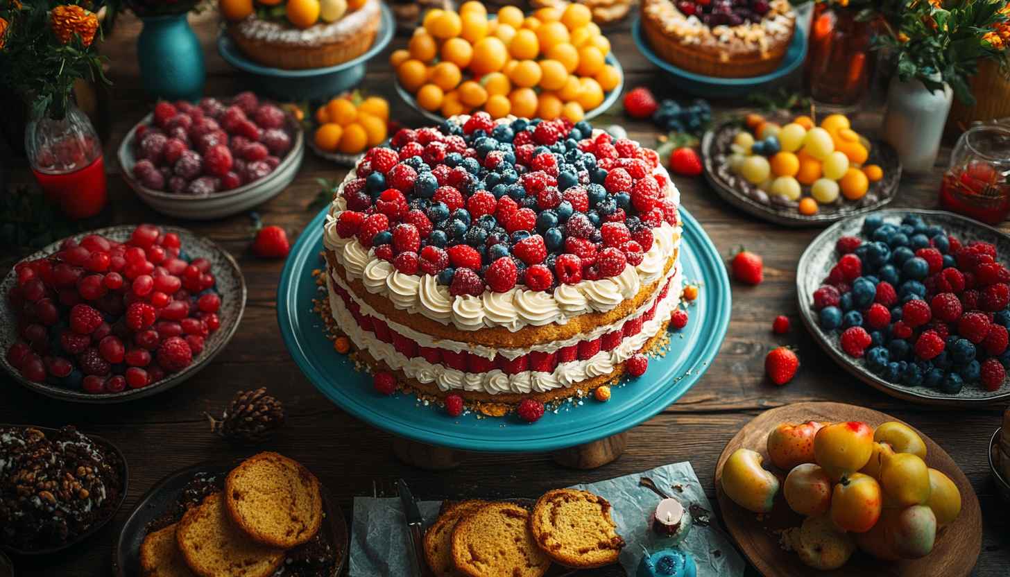 Berry Cake 4K Wallpaper, Celebration Dessert Background for Desktop