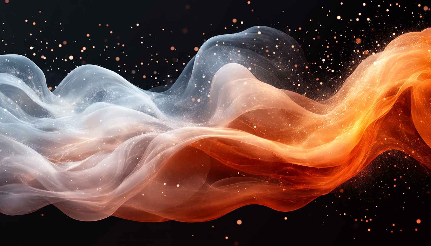 Abstract Waves 4K Wallpaper - Orange and Blue Aesthetic Background