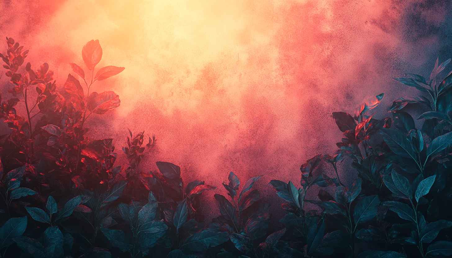 Red and Teal Plant Texture 4K Desktop Mobile Wallpaper