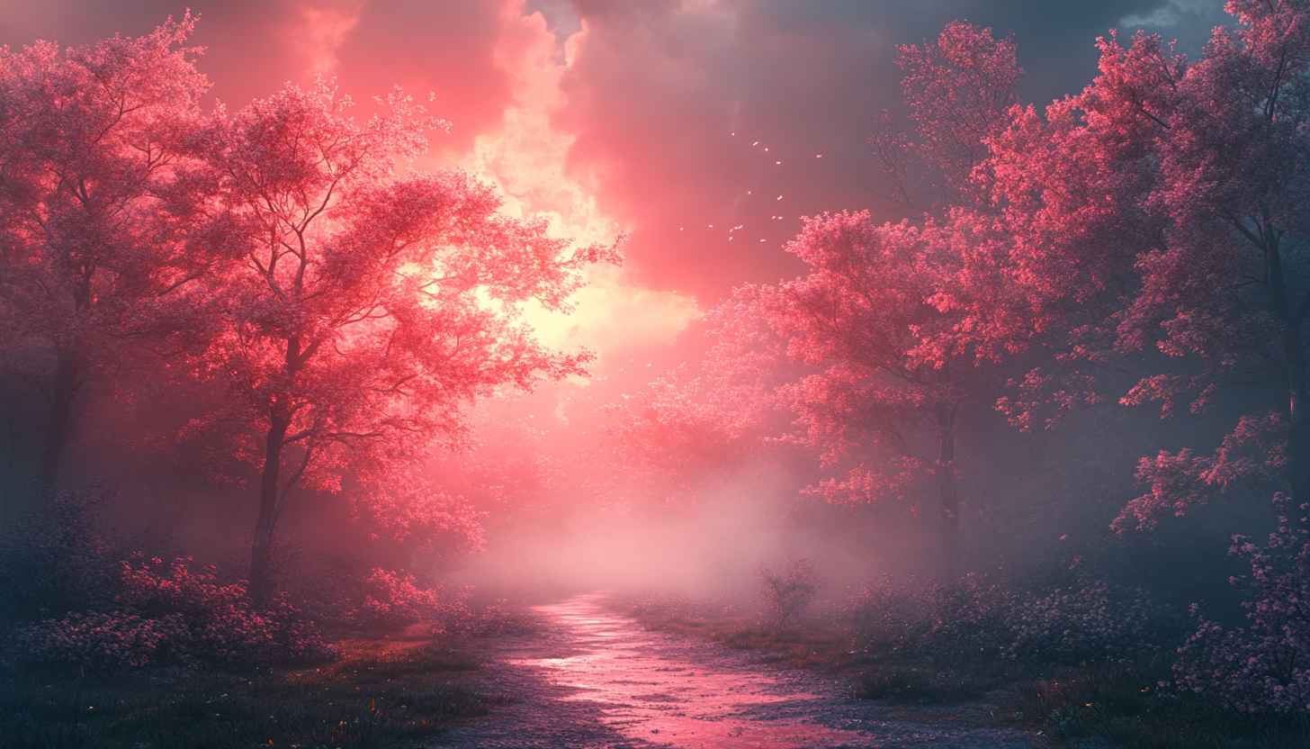 Pink Blossom Trees Pathway Mobile Wallpaper 4K Desktop Backgrounds Free