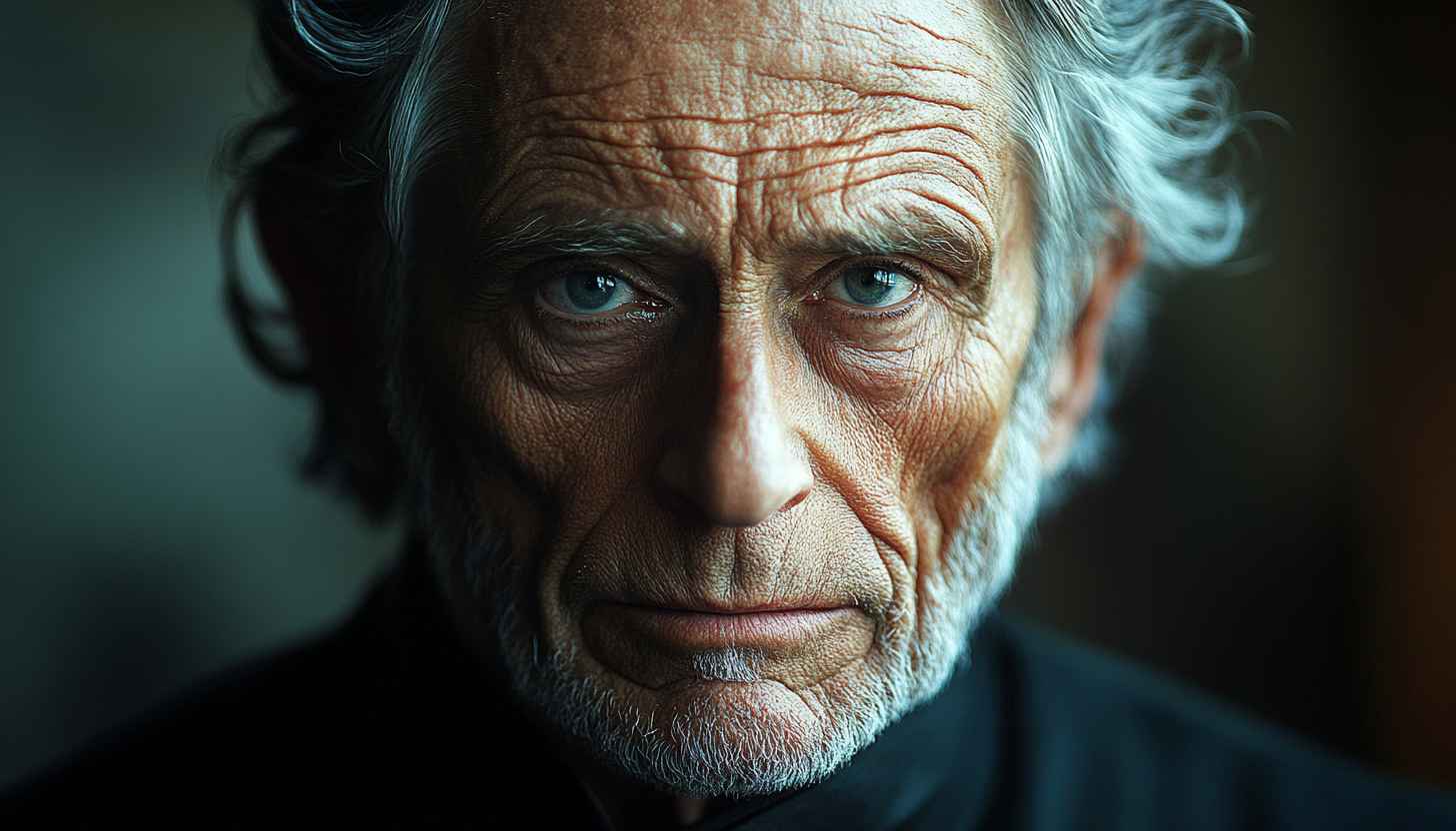 Detailed Close-up of Elderly Man Portrait Mobile Wallpaper Free