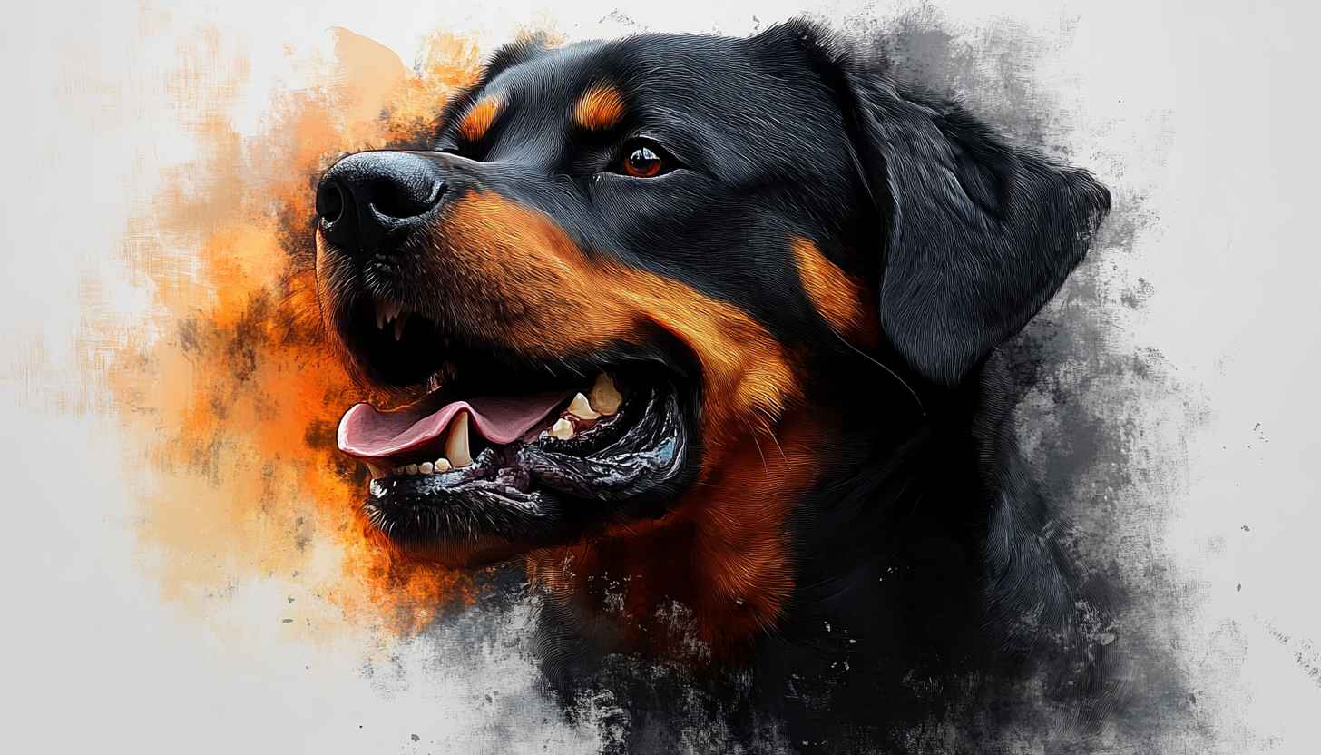 Watercolor Rottweiler Dog Portrait Art Mobile Wallpaper Free