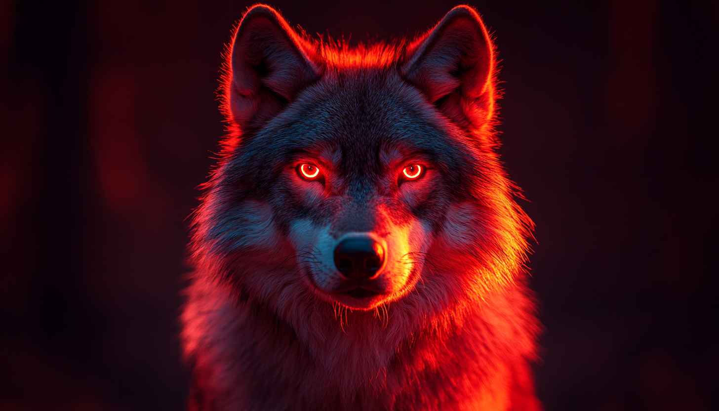 Wolf with Glowing Eyes 4K Desktop Wallpaper Free Mobile Background
