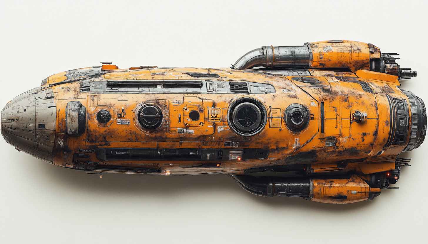 Retro Sci-Fi Spaceship Mobile Wallpaper - Detailed Spacecraft Art