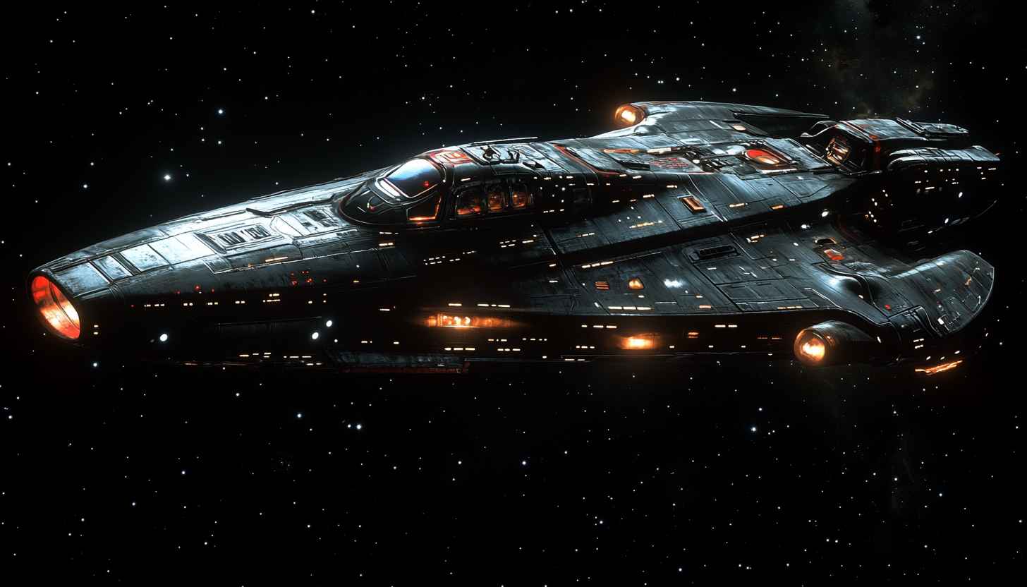Starship in Space 4K Wallpaper - Sci-Fi Desktop Background
