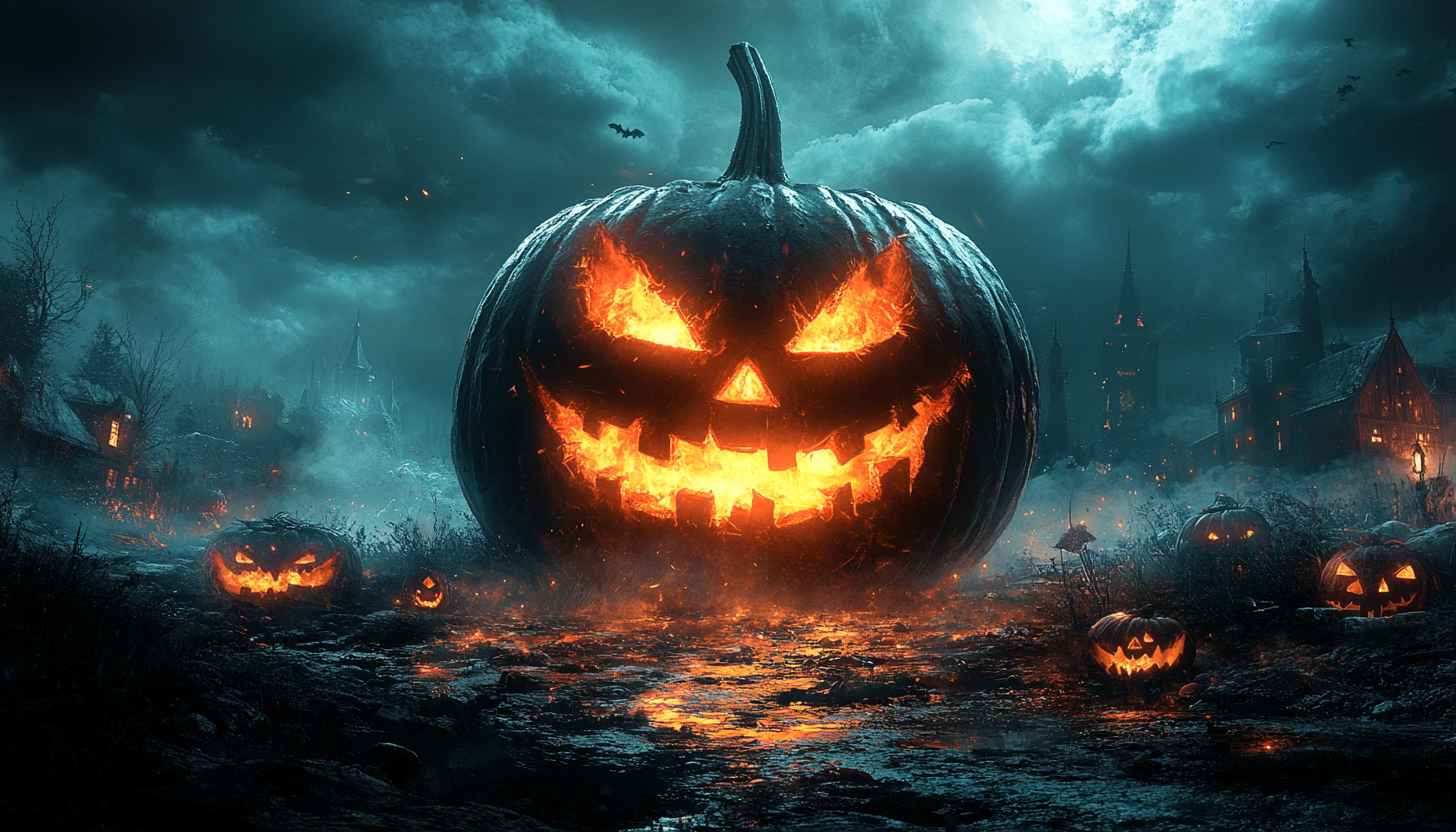 Spooky Halloween Pumpkin Wallpaper 4K - Scary Jack O' Lanterns