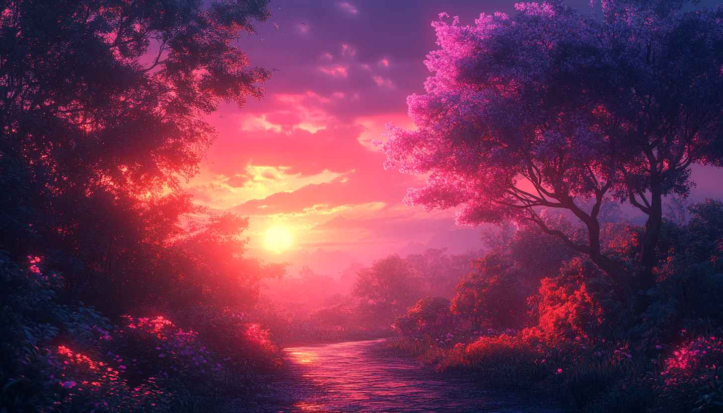 Pink Sunset River 4K Desktop Background, Free Mobile Wallpaper